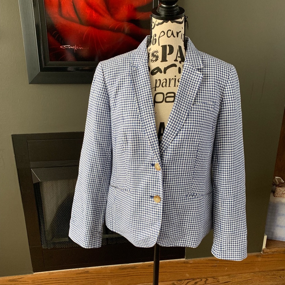 Talbot’s Blue Gingham Blazer, Size 12